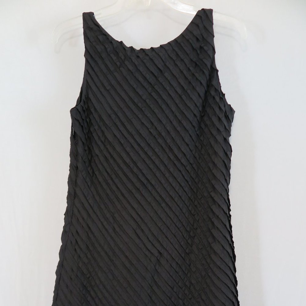 NWT Eileen Fisher Black Ruffled Silk Scoopneck Tank Dress Size 2 MSRP $238 - Picture 7 of 8